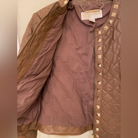 Michael Kors Quilted Leather Jacket with Stud Detail - Picture 8 of 17